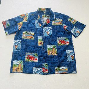 Hawaiian Vintage Collection SHIRT Mens Size XL Button up Cars And Beach Made USA